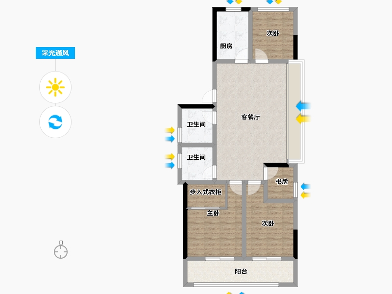 浙江省-杭州市-联发阳光城檀境里-88.54-户型库-采光通风