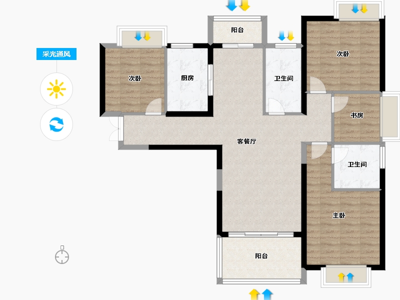 湖北省-武汉市-山海观-111.73-户型库-采光通风