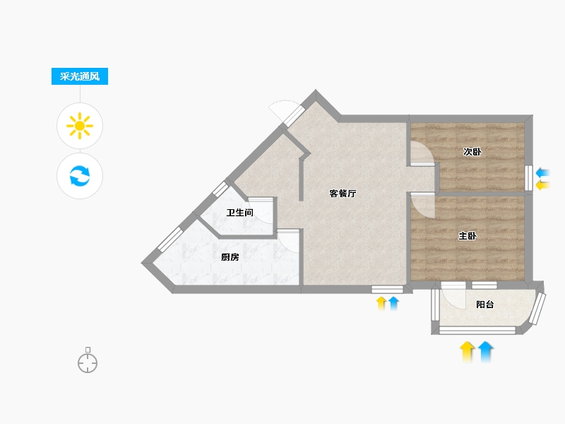 北京-北京市-苗圃东里-58.00-户型库-采光通风