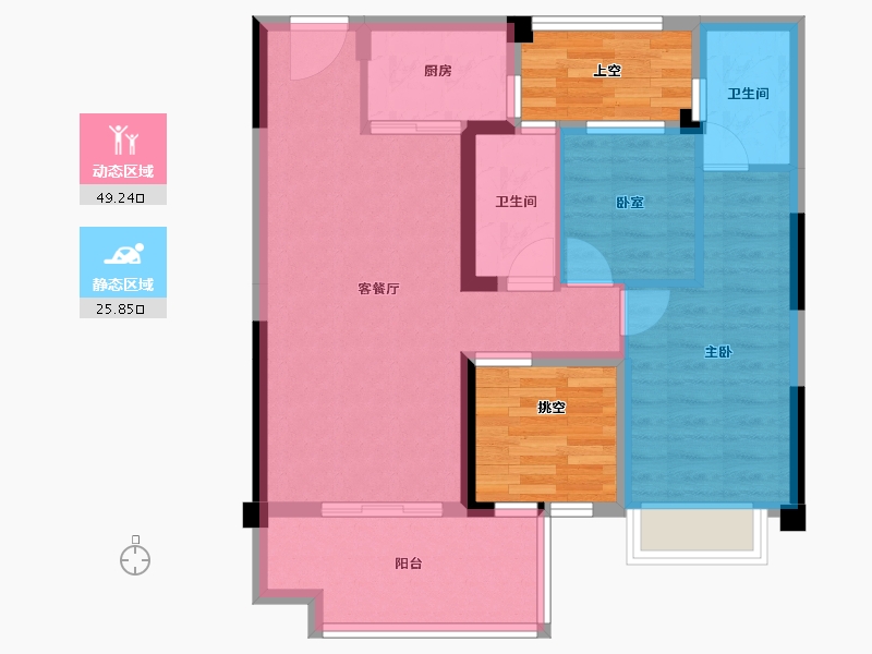 湖南省-怀化市-沅陵碧桂园-77.10-户型库-动静分区