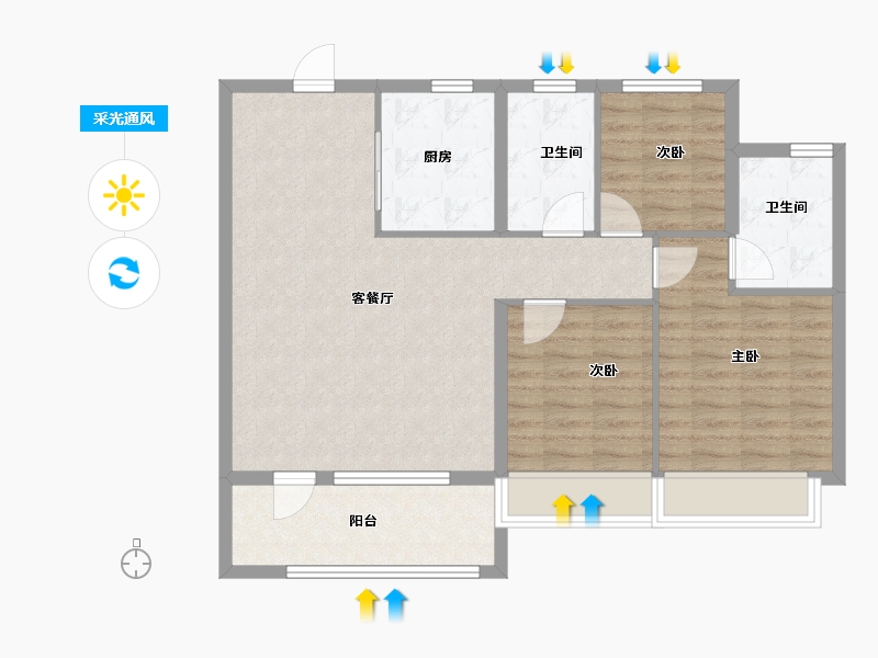 江苏省-南京市-保利阅云台-88.00-户型库-采光通风