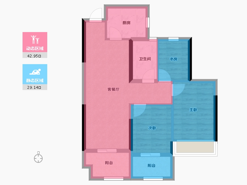 浙江省-嘉兴市-金城.祥新云境府-63.60-户型库-动静分区