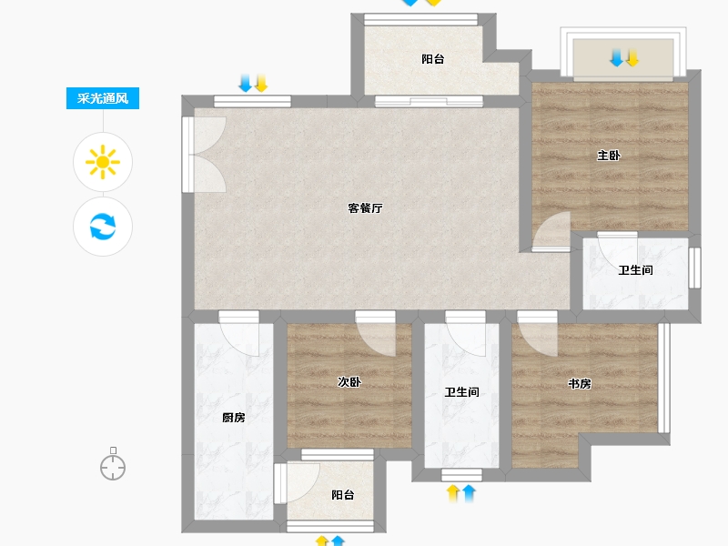 四川省-凉山彝族自治州-九洲·观海云岭-69.38-户型库-采光通风