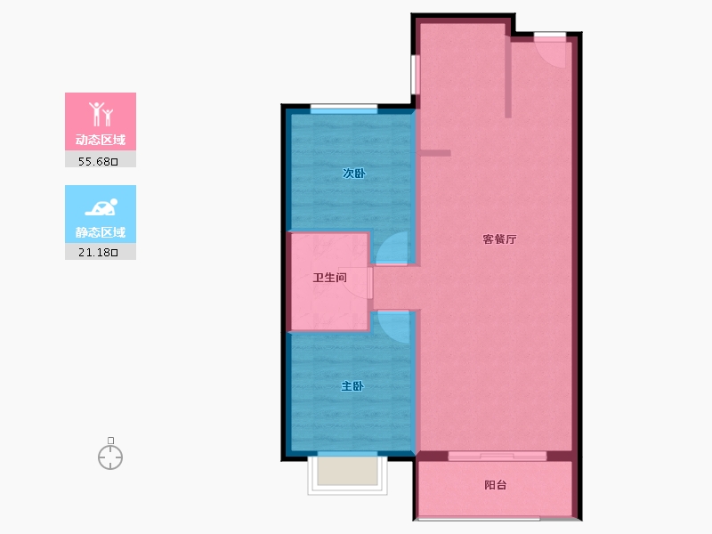 黑龙江省-哈尔滨市-新松·未来ONE-69.60-户型库-动静分区