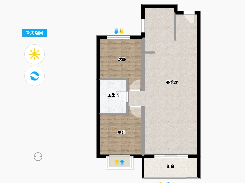 黑龙江省-哈尔滨市-新松·未来ONE-69.60-户型库-采光通风