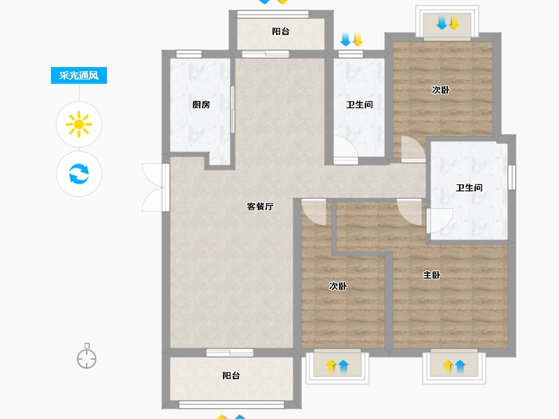 上海-上海市-世茂云图-96.00-户型库-采光通风