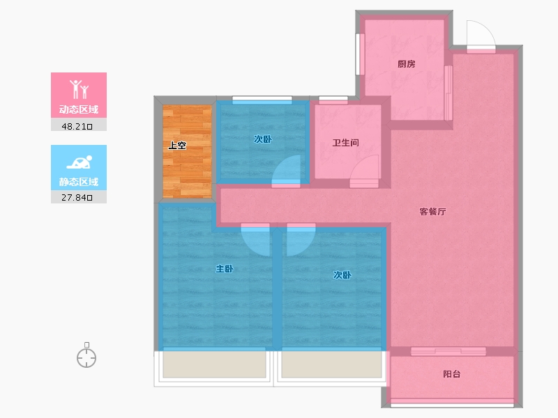 浙江省-杭州市-中天翡玥府-69.76-户型库-动静分区