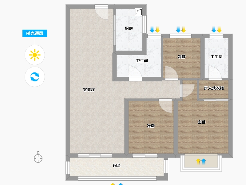 湖北省-武汉市-中粮光谷祥云-103.00-户型库-采光通风