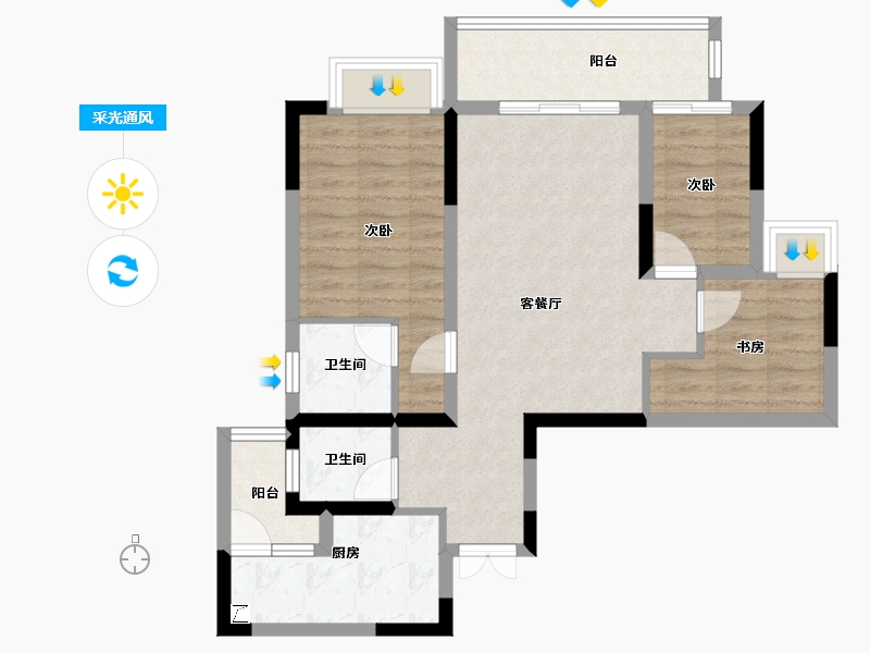 重庆-重庆市-金科南山-73.46-户型库-采光通风