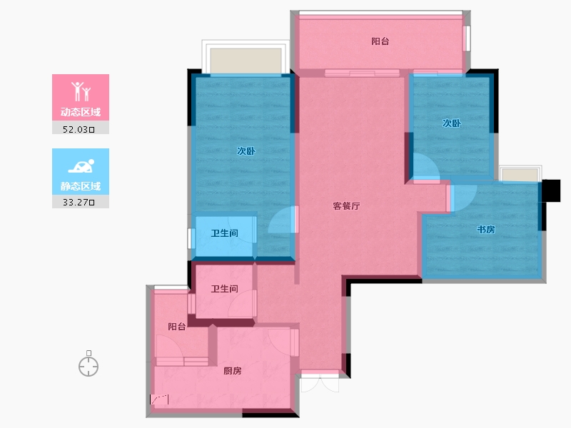 重庆-重庆市-金科南山-74.67-户型库-动静分区