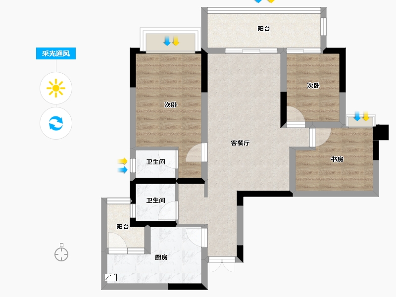 重庆-重庆市-金科南山-74.67-户型库-采光通风