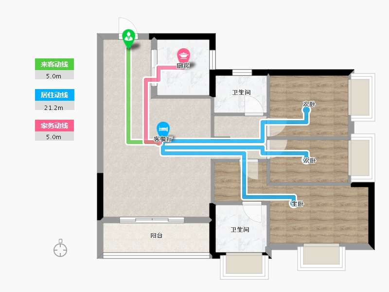 广东省-广州市-时代天逸-73.00-户型库-动静线