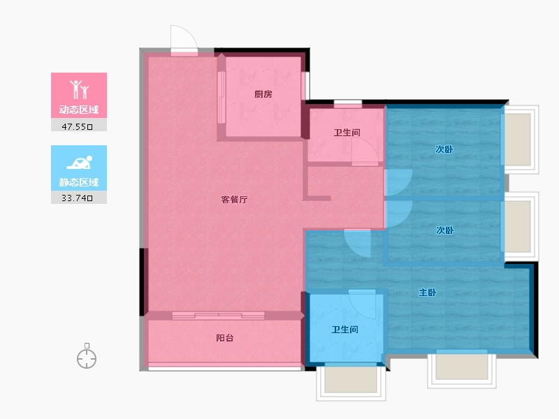 广东省-广州市-时代天逸-73.00-户型库-动静分区