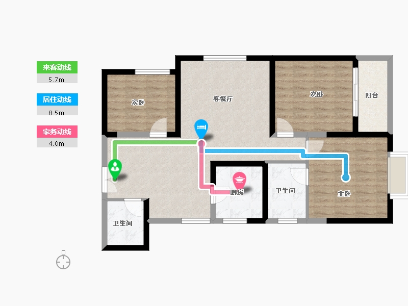 陕西省-西安市-兴庆御苑-90.34-户型库-动静线