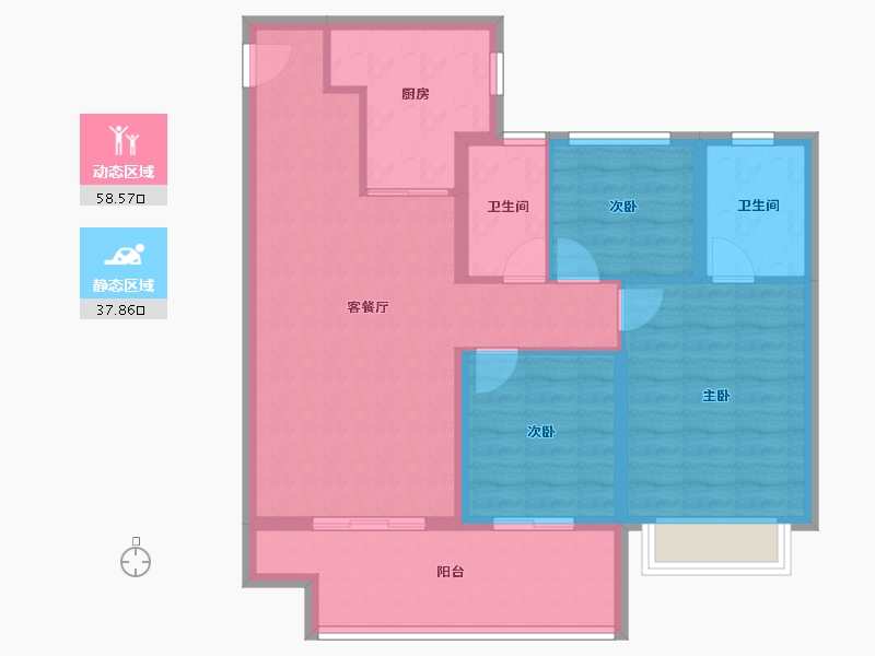 陕西省-咸阳市-金科集美嘉悦-86.41-户型库-动静分区