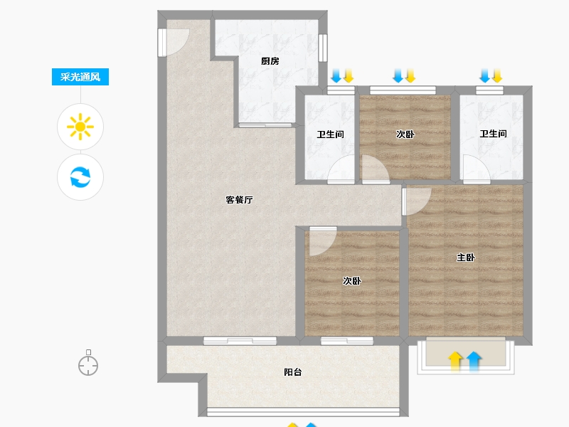 陕西省-咸阳市-金科集美嘉悦-86.41-户型库-采光通风