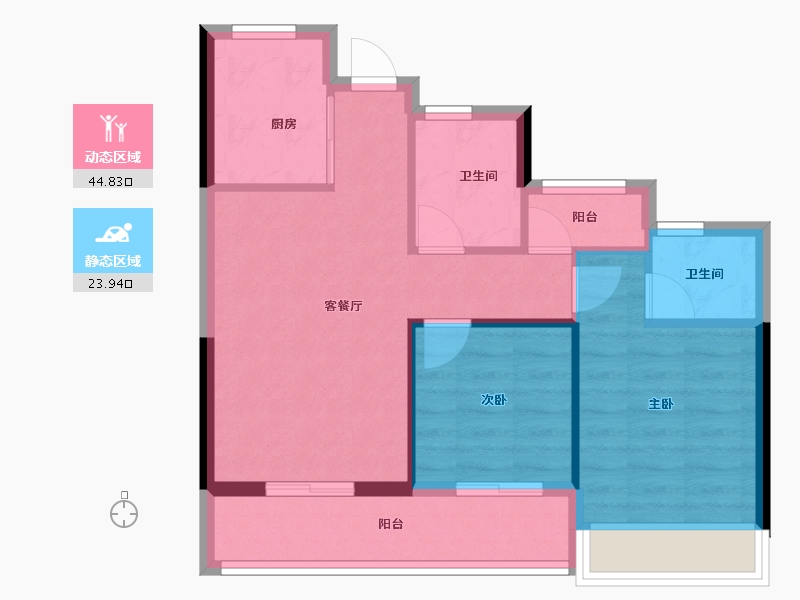 浙江省-杭州市-古墩彩虹轩-61.53-户型库-动静分区