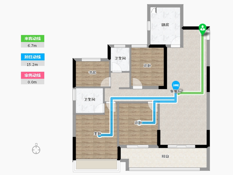 浙江省-宁波市-蓝光&碧桂园悦未来嘉苑-105.06-户型库-动静线