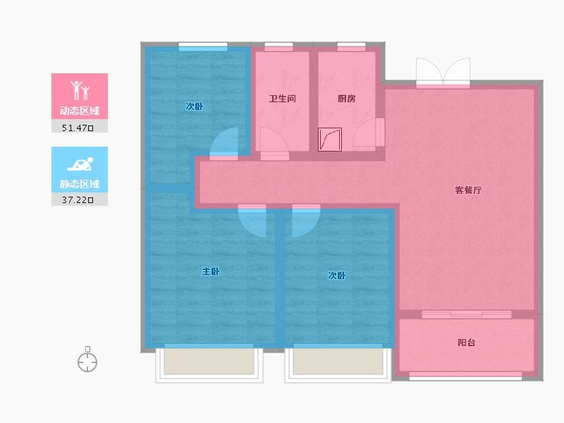 山东省-潍坊市-长运玺悦府-84.00-户型库-动静分区