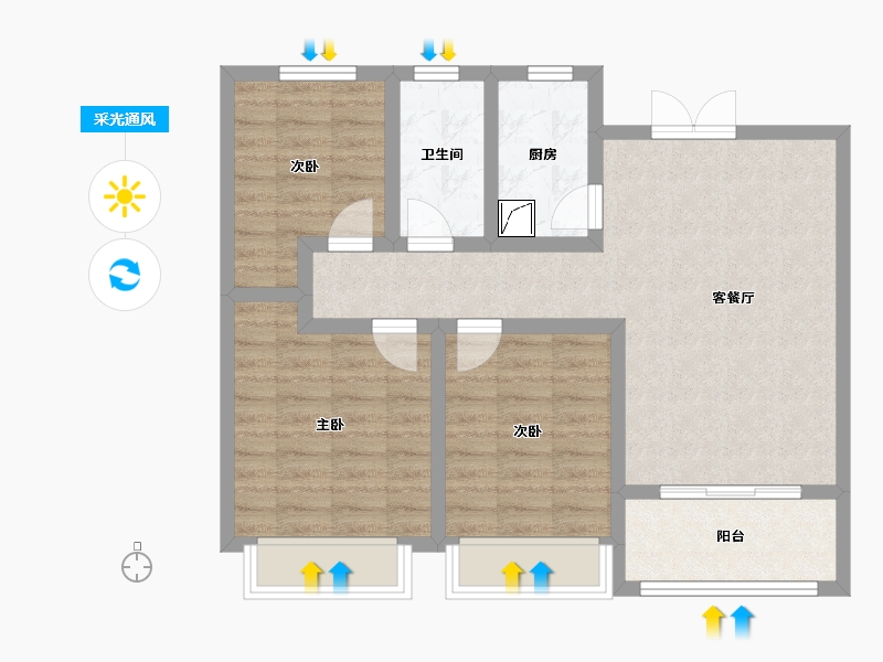 山东省-潍坊市-长运玺悦府-84.00-户型库-采光通风