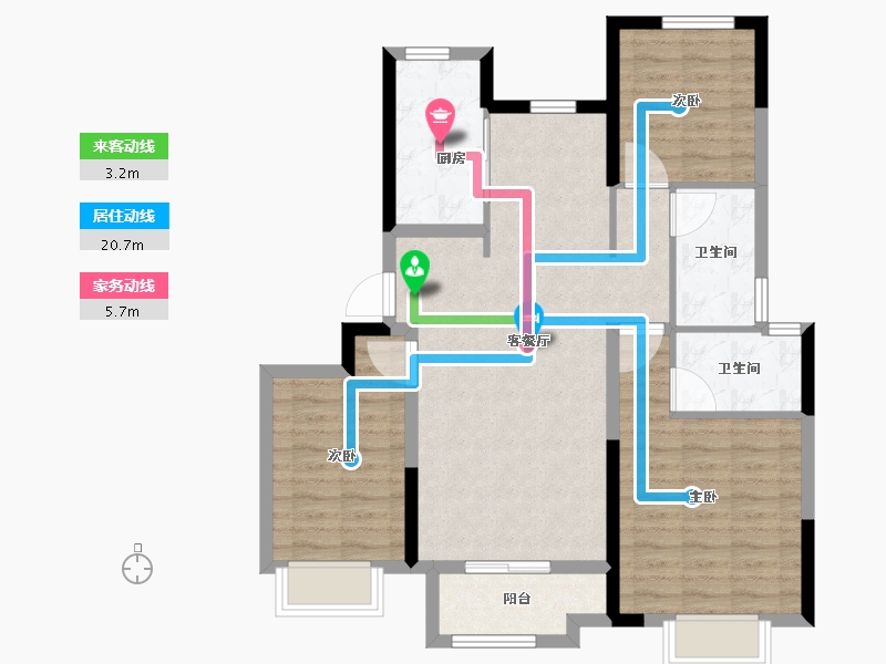 天津-天津市-新城·玺樾熙棠-87.20-户型库-动静线