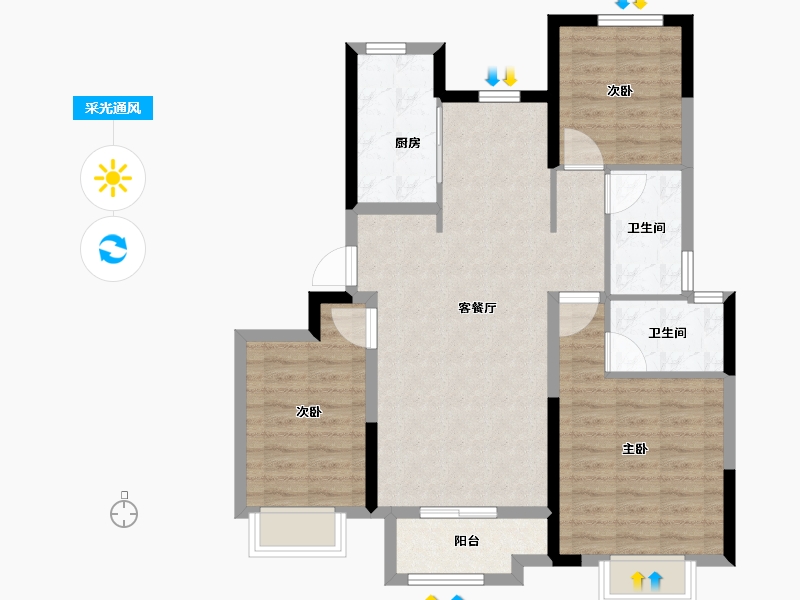 天津-天津市-新城·玺樾熙棠-87.20-户型库-采光通风