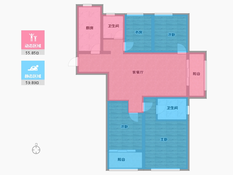 江苏省-南京市-金象朗诗红树林-102.69-户型库-动静分区