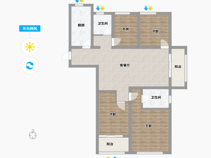 江苏省-南京市-金象朗诗红树林-102.69-户型库-采光通风