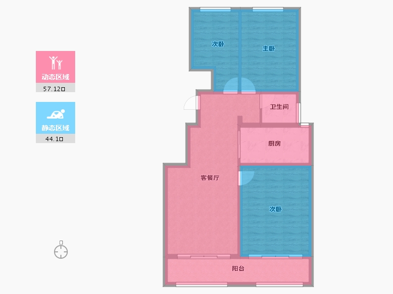 山东省-泰安市-东平文轩华庭-91.23-户型库-动静分区