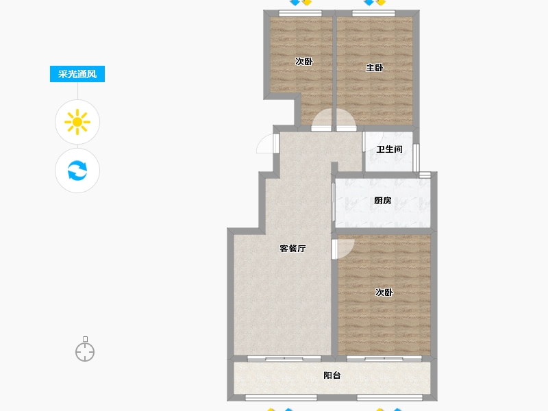 山东省-泰安市-东平文轩华庭-91.23-户型库-采光通风