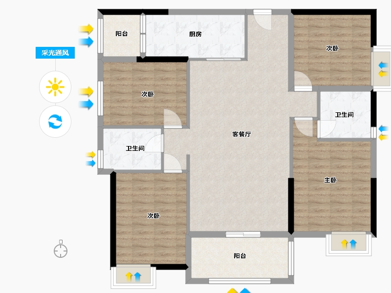 福建省-泉州市-百信·御江帝景-6期-119.00-户型库-采光通风