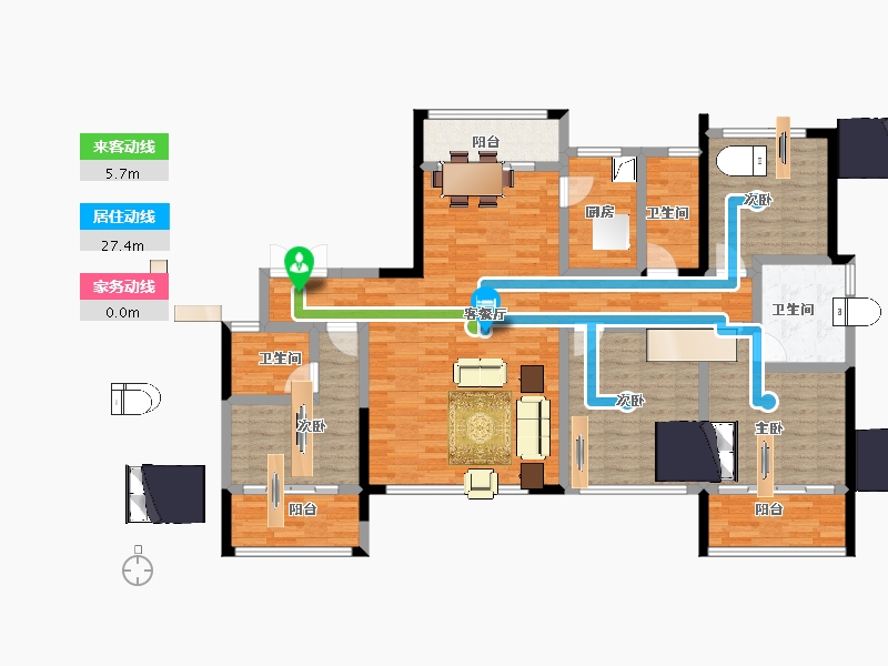 浙江省-宁波市-天逸府-134.40-户型库-动静线