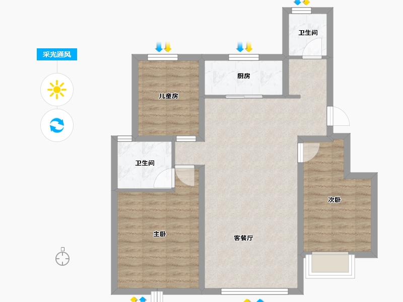 天津-天津市-龙湖·樘樾-79.06-户型库-采光通风