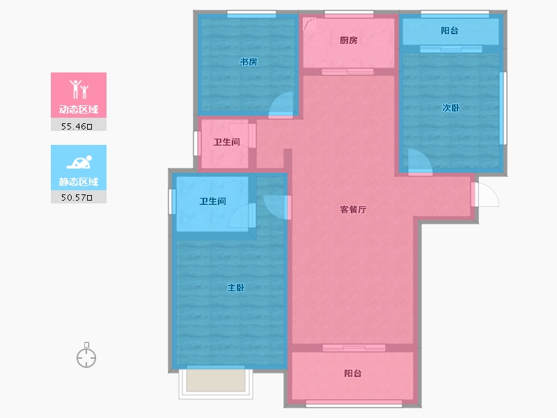 陕西省-西安市-天鹅湖-93.58-户型库-动静分区