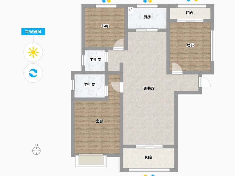 陕西省-西安市-天鹅湖-93.58-户型库-采光通风