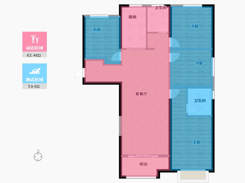 陕西省-西安市-阳光城壹号蔷薇溪谷-110.59-户型库-动静分区