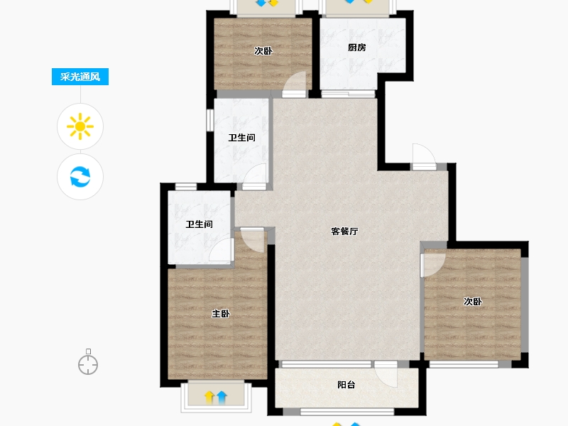 宁夏回族自治区-银川市-香榭金岸-102.93-户型库-采光通风