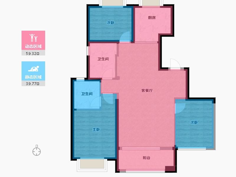 宁夏回族自治区-银川市-香榭金岸-88.29-户型库-动静分区