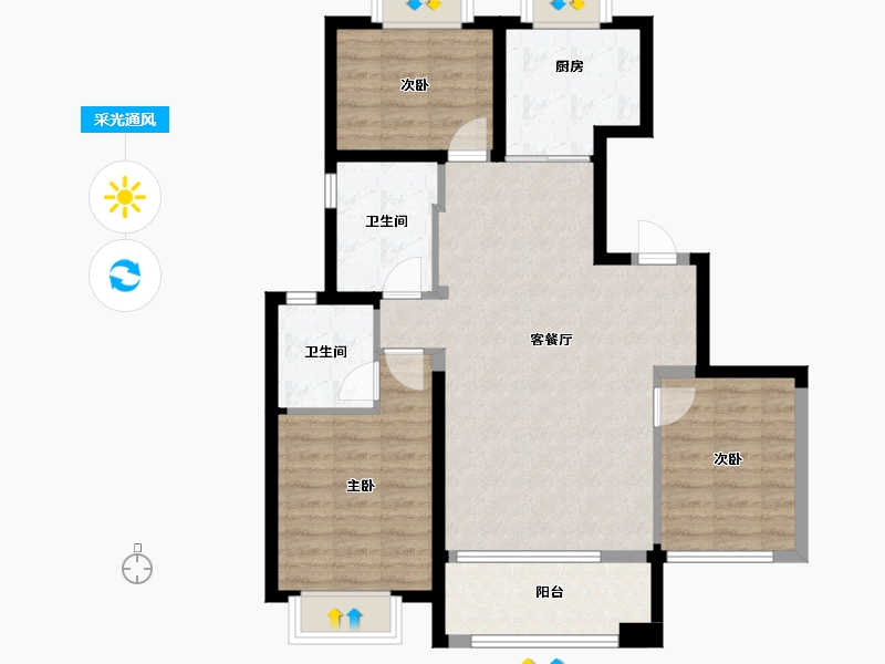 宁夏回族自治区-银川市-香榭金岸-88.29-户型库-采光通风