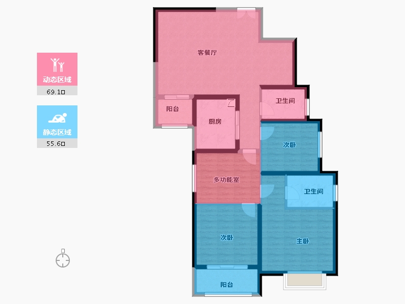 陕西省-西安市-兴庆御苑-111.84-户型库-动静分区