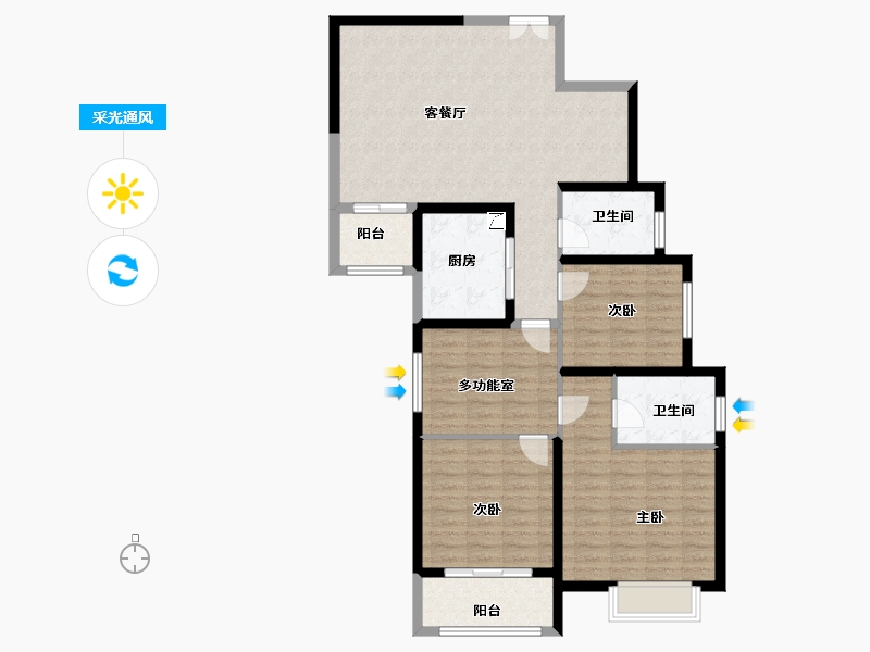 陕西省-西安市-兴庆御苑-111.84-户型库-采光通风