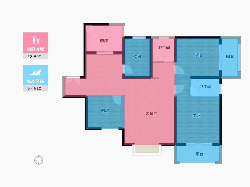 陕西省-西安市-兴庆御苑-112.69-户型库-动静分区