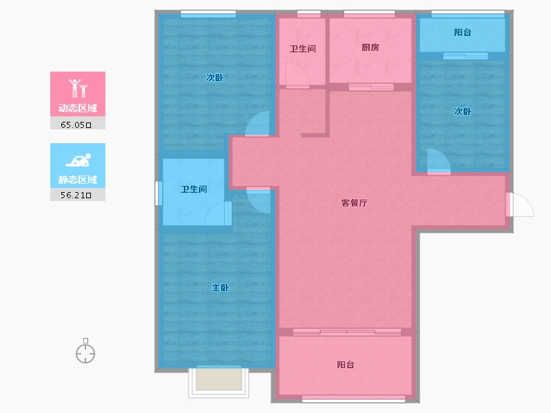 陕西省-咸阳市-沣馨苑-108.61-户型库-动静分区