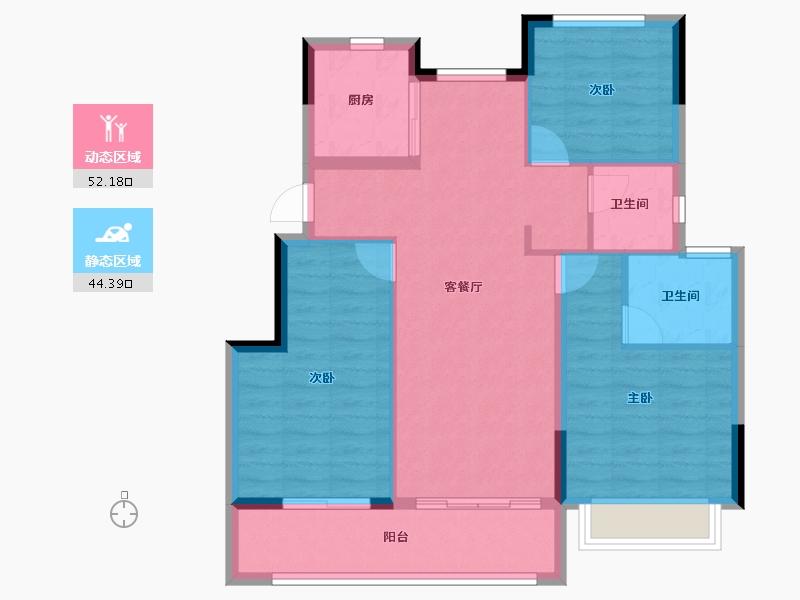 浙江省-宁波市-宏地熙望府-87.17-户型库-动静分区