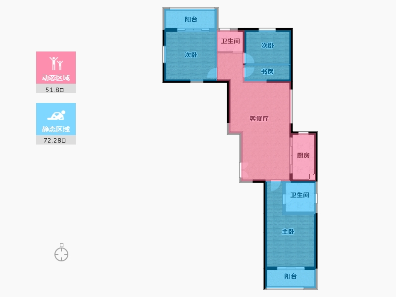 陕西省-西安市-兴庆御苑-111.18-户型库-动静分区