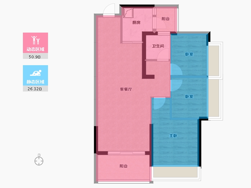 广东省-惠州市-隆生仲恺花园-68.50-户型库-动静分区