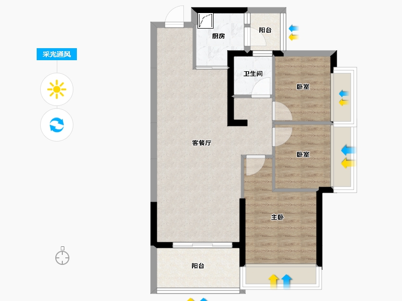 广东省-惠州市-隆生仲恺花园-68.50-户型库-采光通风