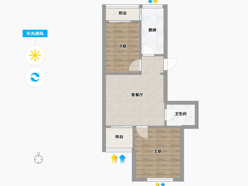 北京-北京市-西黄新村北里-45.00-户型库-采光通风