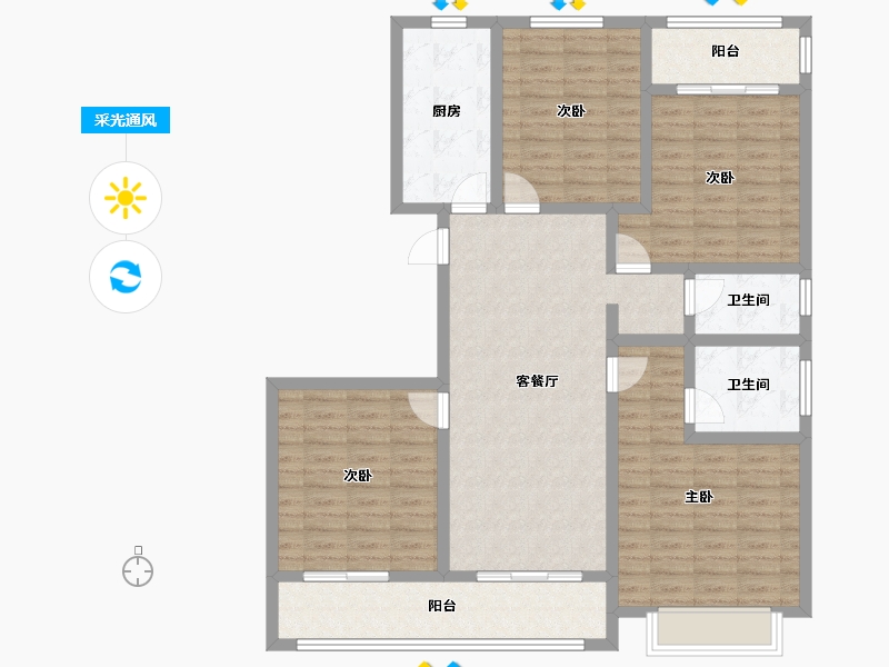 陕西省-咸阳市-沣馨苑-118.36-户型库-采光通风