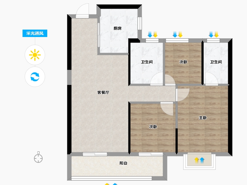 湖北省-武汉市-武汉二十四城-78.03-户型库-采光通风